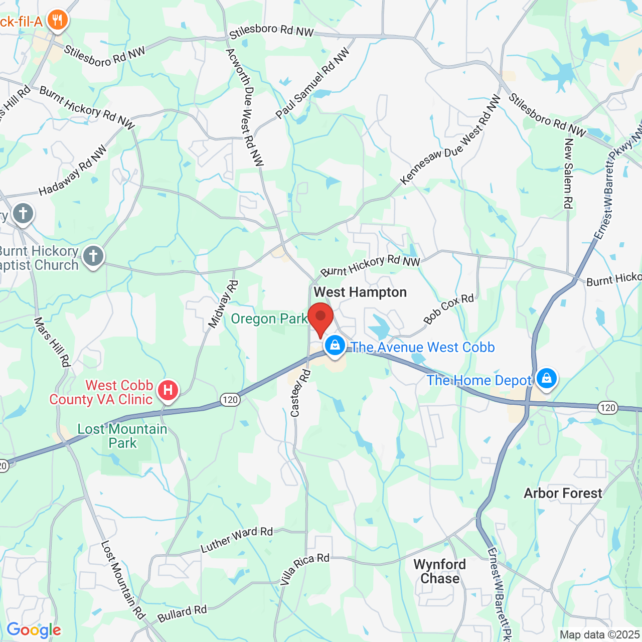 Google map image of our location in 3698 Largent Way Marietta, GA